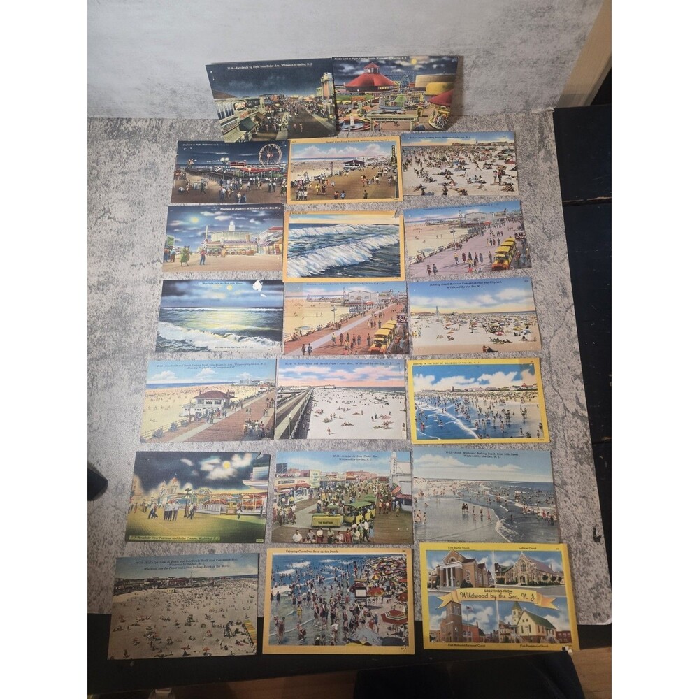Vintage NJ Jersey Shore 20 Postcard Lot (mostly Wildwood) Back Markings